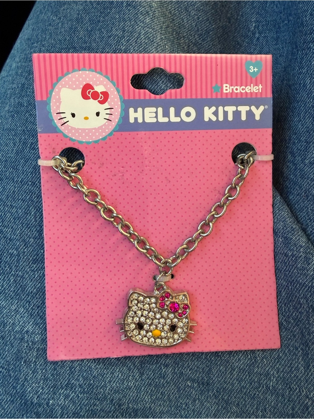 NWT Hello Kitty Sanrio Y2K Style Vintage Bling Rhinestone Chain Bracelet 3+